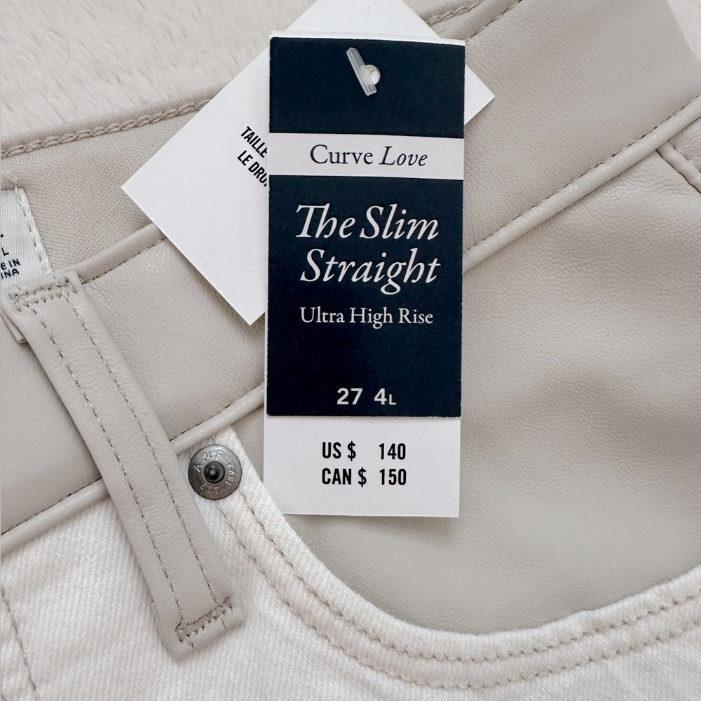 Abercrombie Curve Love Ultra High Rise Slim Straight Mixed Fabric Pants